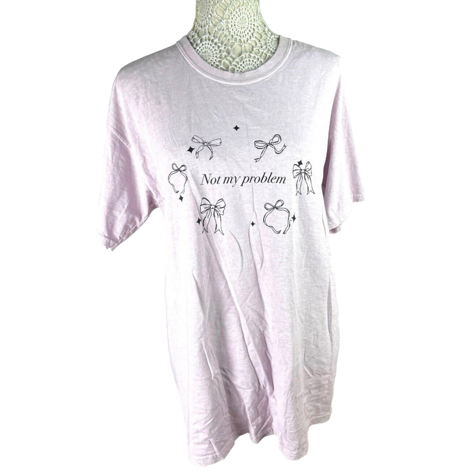 Pink Printed T-shirt Not My Problem Oversized Graphic Print Women’s UK Size M