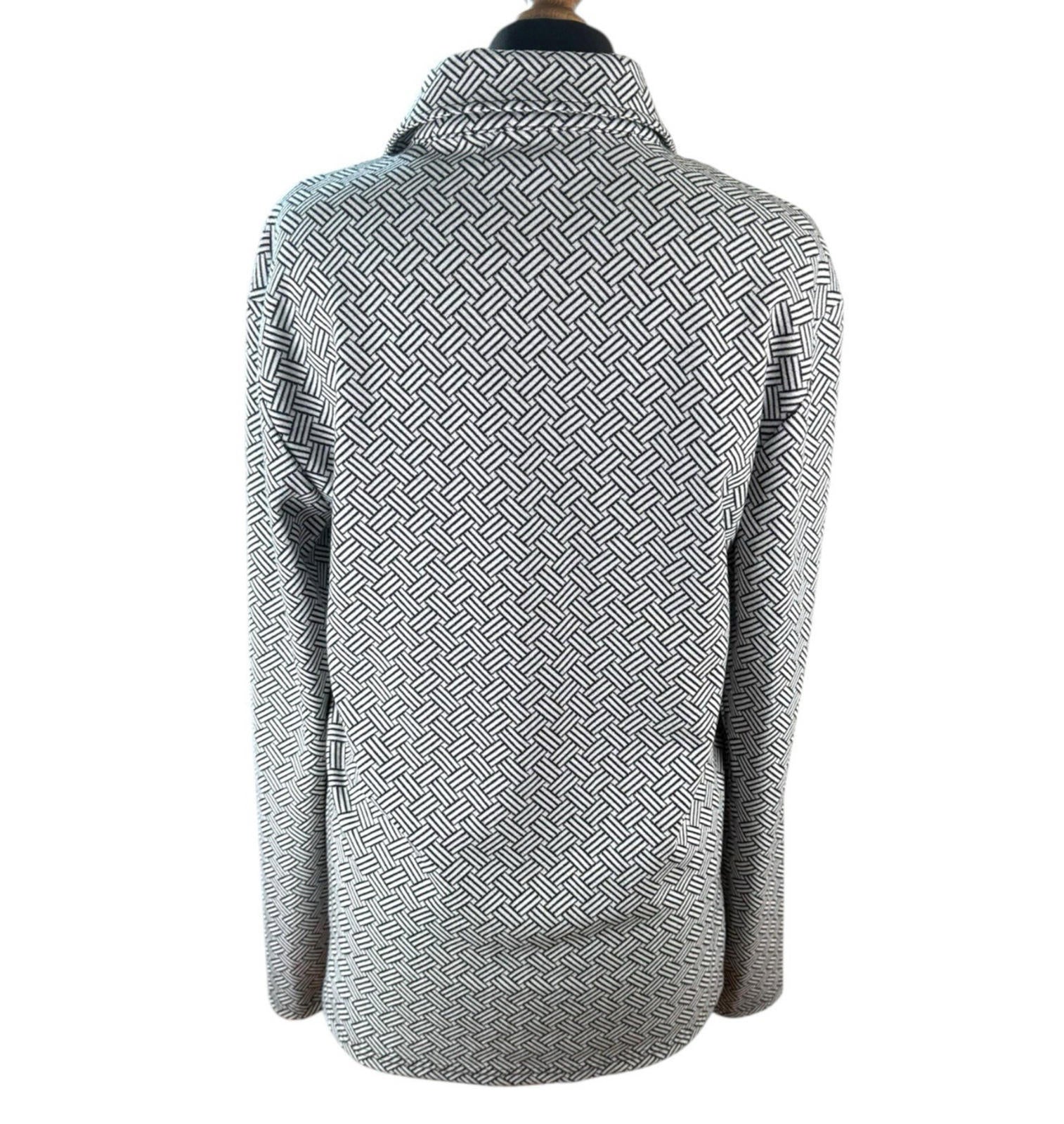 River Island London Shirt Blouse Black White Geometric Pattern Womens UK Size M