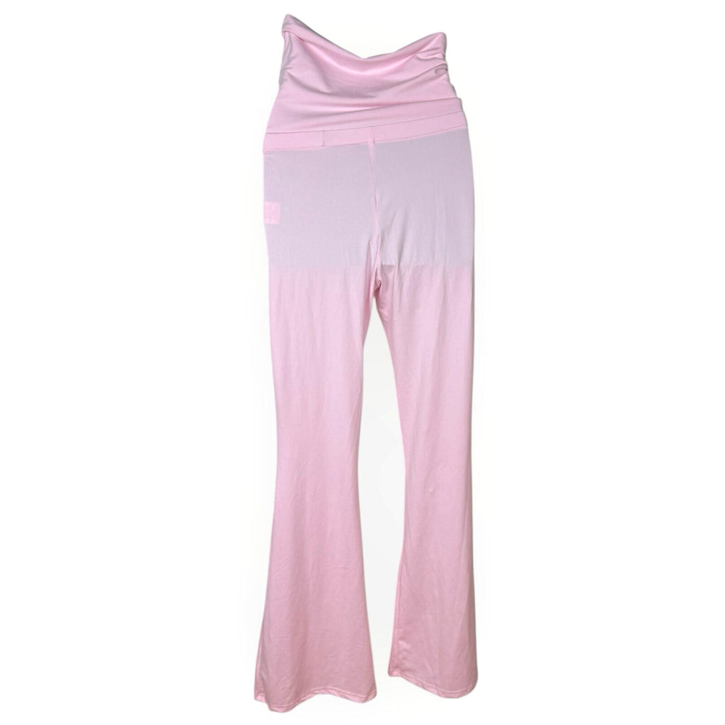 Pink Co Ord Set Women’s UK Size XS High Waist Flared Trouser & Crop Top Set