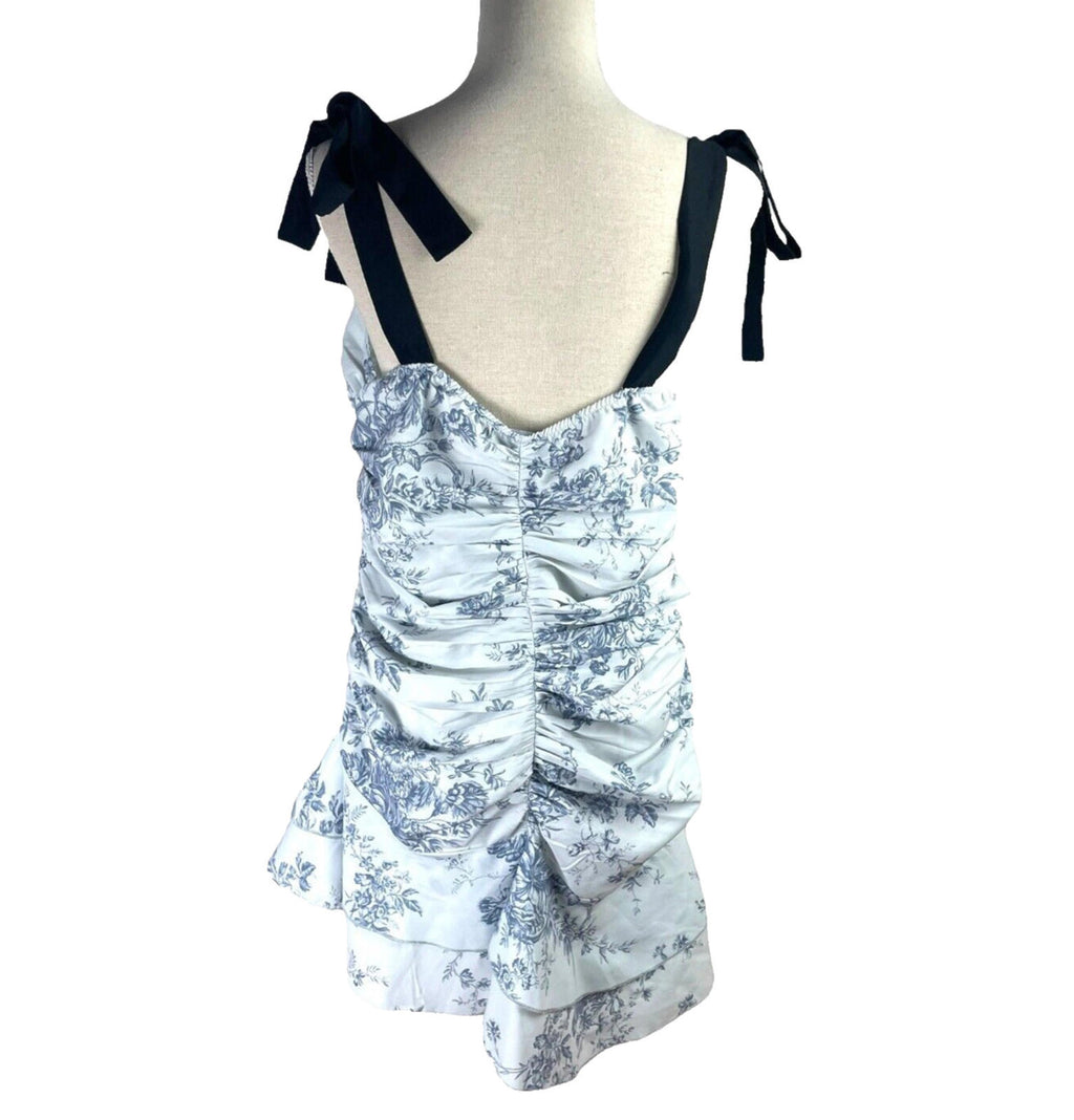 Pretty Little Thing Pale Blue Corset Mini Dress Ruffles Women’s UK Size 16