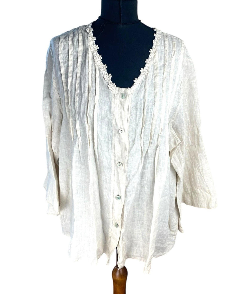 Diverse Beige Linen  Blouse Women’s UK Size L (12-14)