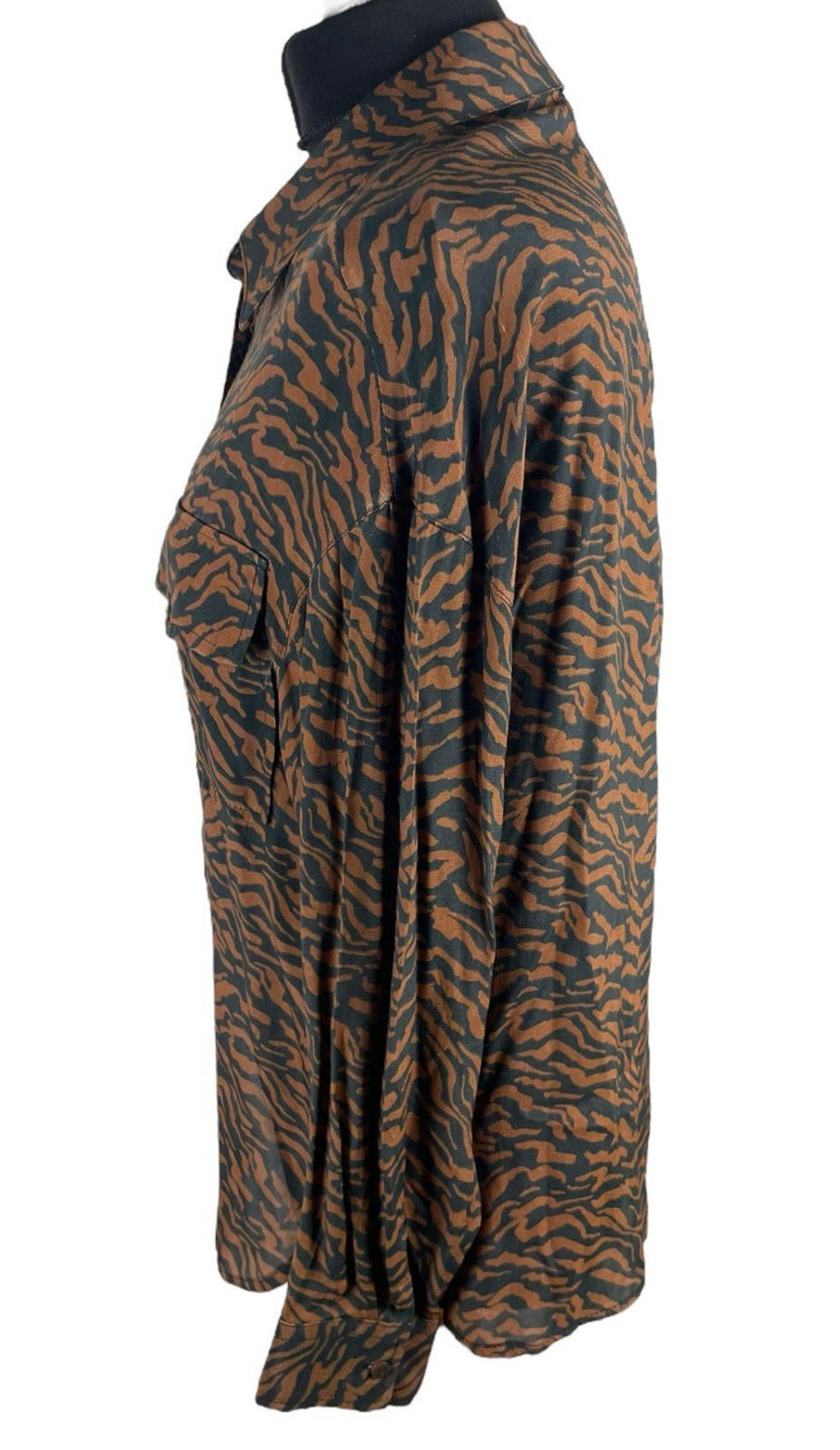 Pull & Bear Animal Print Shirt Blouse Collared Relaxed Fit Women’s UK Size S