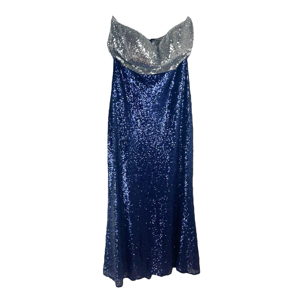 Ever-Pretty Dress Women's UK Size 18 Blue Sequin Strapless Occasion Sparkle