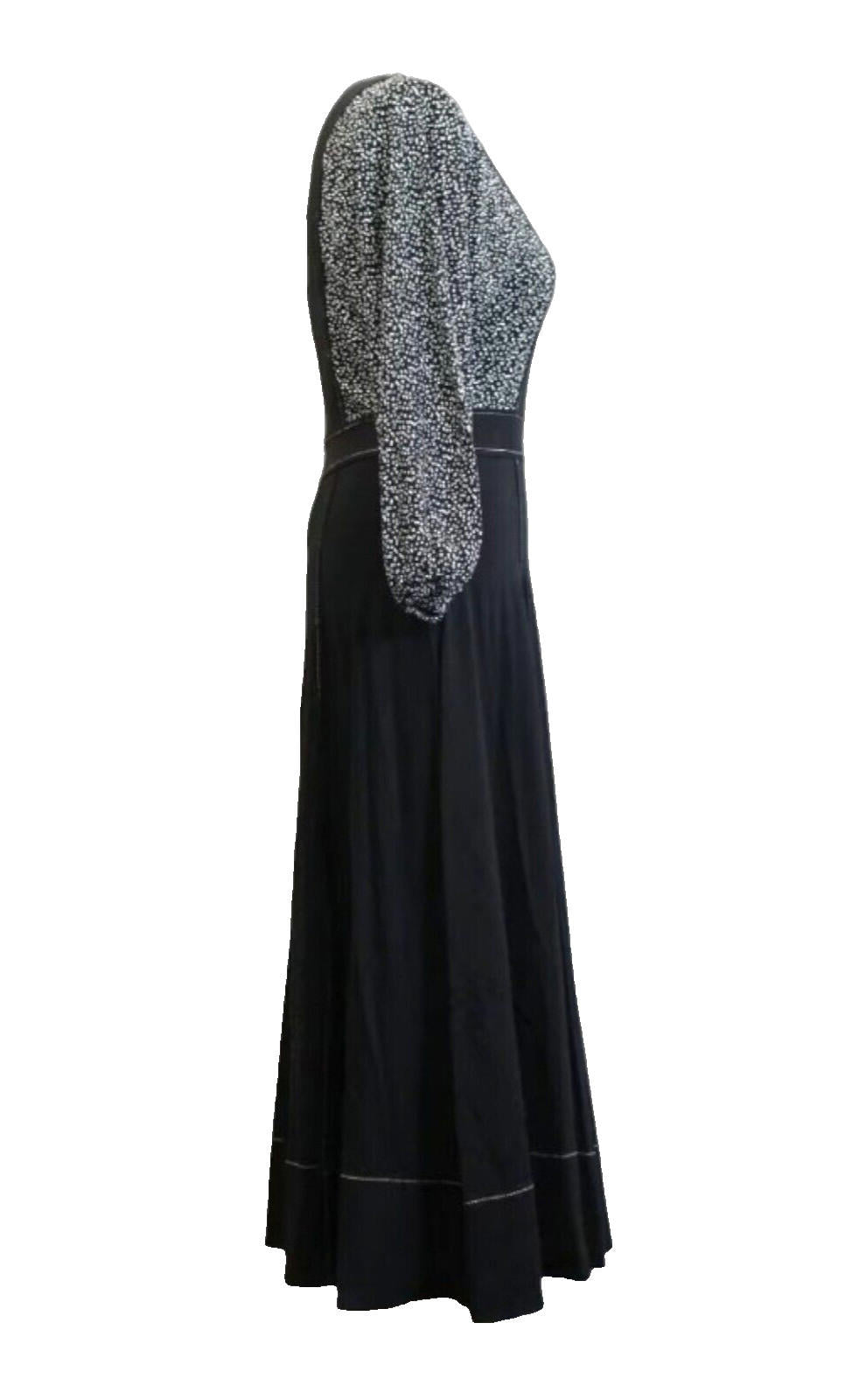 Jaeger Maxi Dress Black 3/4 Balloon Sleeve Keyhole Bust Women's UK Size 10