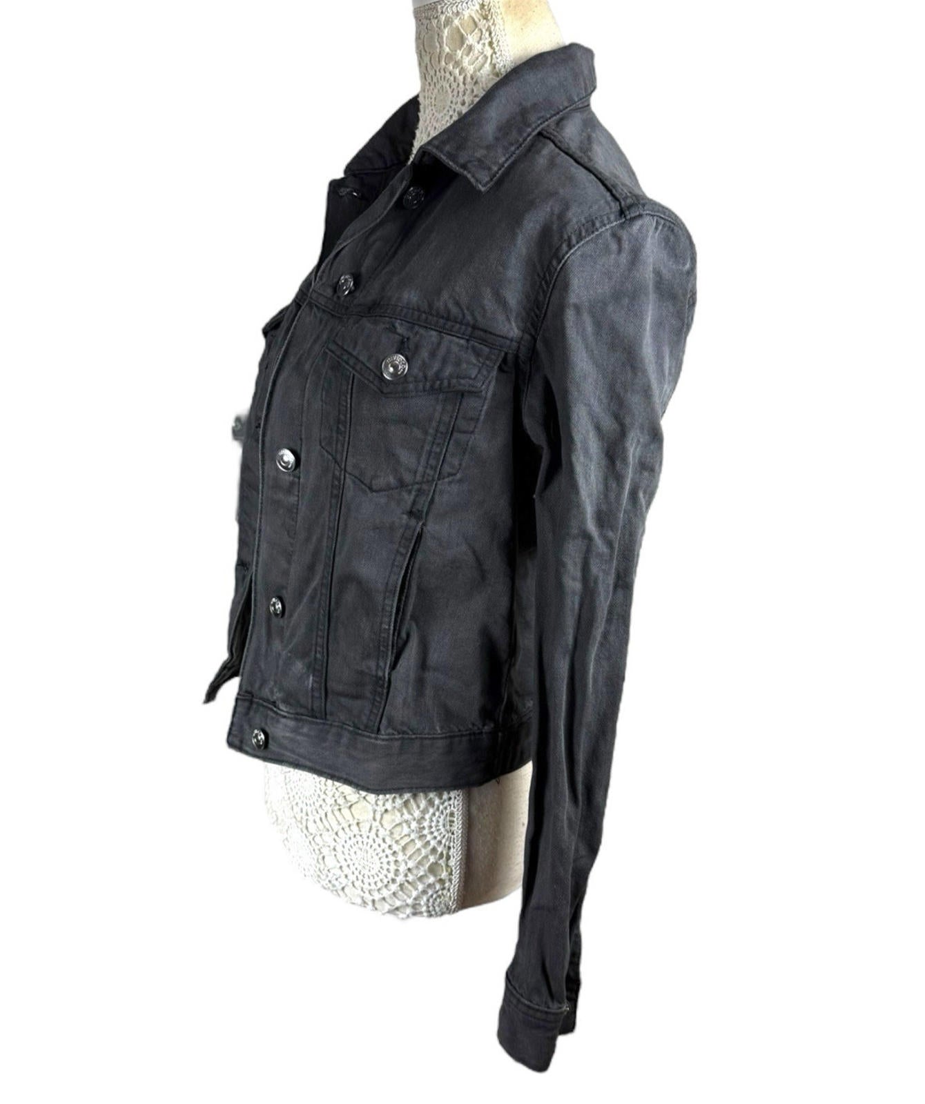 Divided Grey Denim Jacket Collared Pockets Grunge Relaxed Fit Women’s UK Size 6