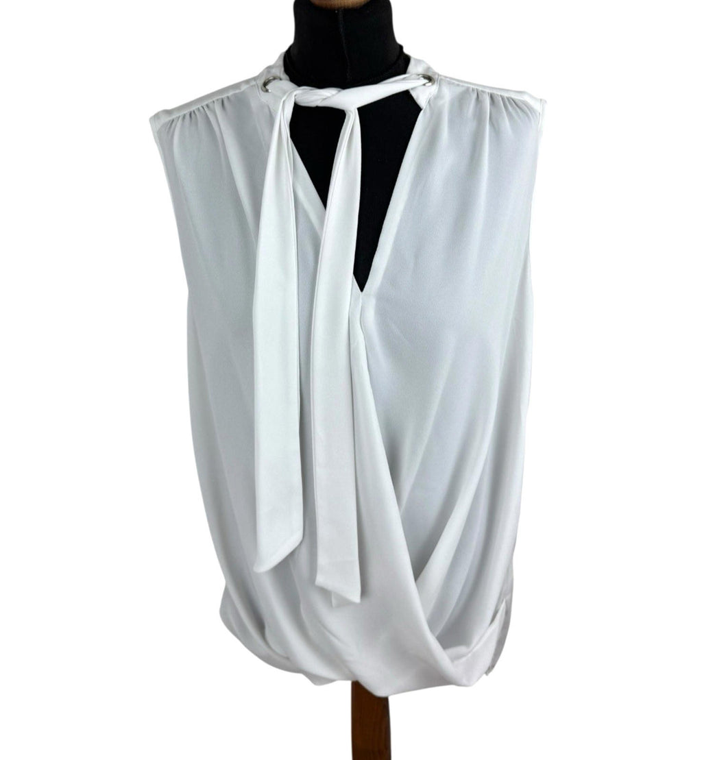 River Island White Camisole Top Tie Neck Lightweight Women’s UK Size 16