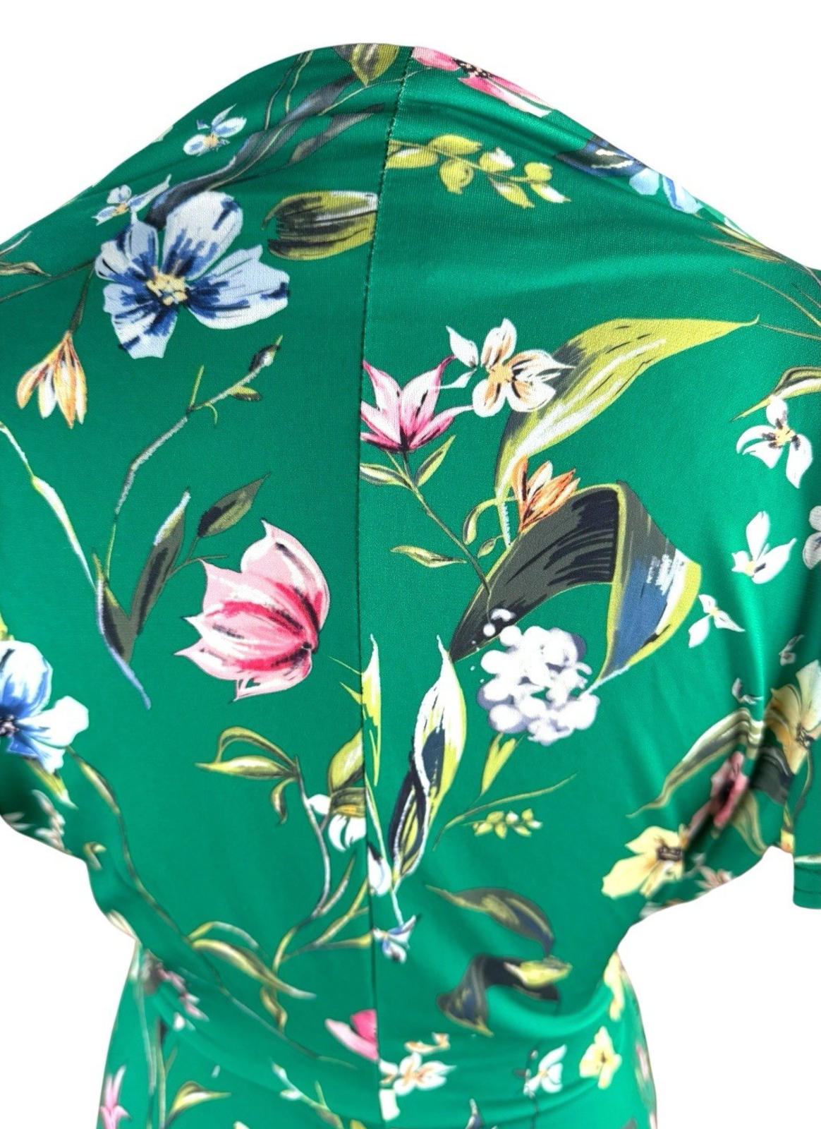 Vestry Green Dress Plunge Neck High Split Bodycon Floral Midi Women’s UK Size 12