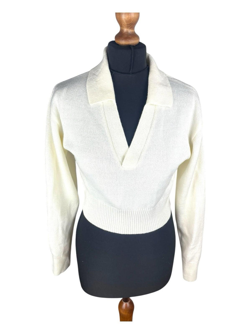 Divided Ivory Collared Jumper Cropped Long Sleeve Women’s UK Size XS