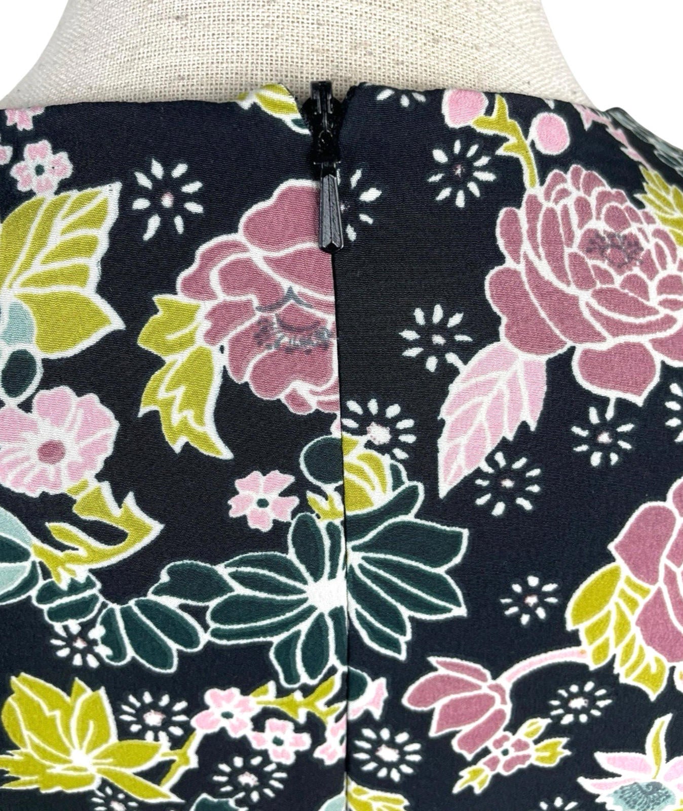 Red Herring Black Floral Dress High Neck Knee Length Women’s UK Size 12