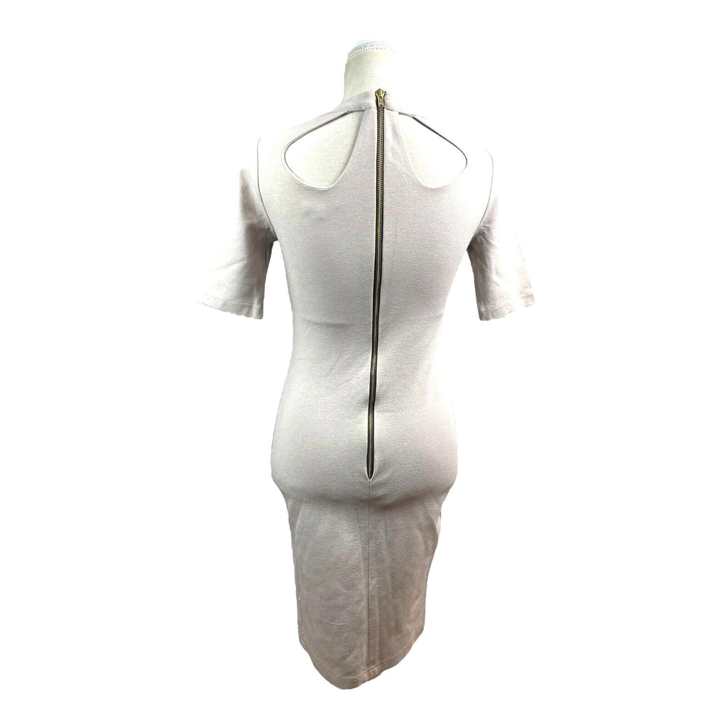 River Island Beige Midi Dress Bodycon High Neck Women’s UK Size 12