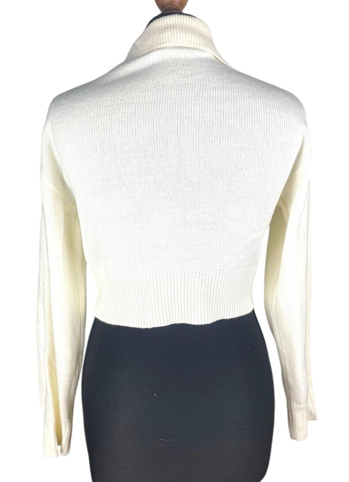 Divided Ivory Collared Jumper Cropped Long Sleeve Women’s UK Size XS