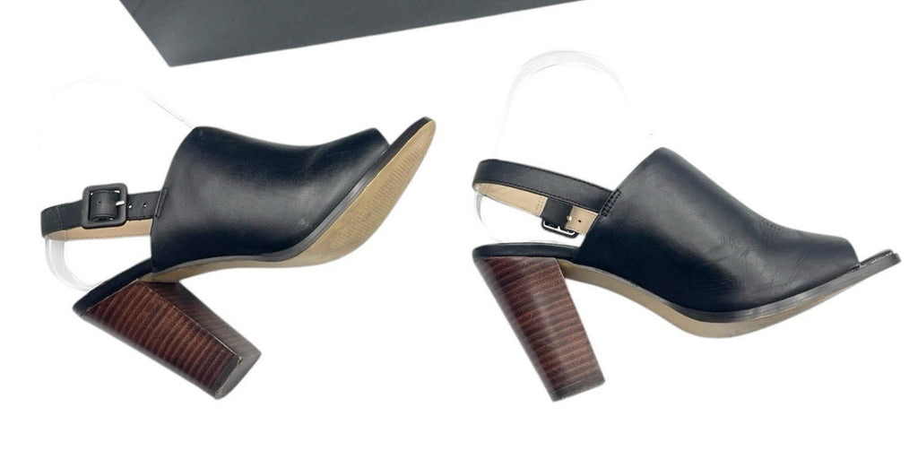 RJR John Rocha Black Leather Peep Toe Block Heel Shoes Women’s UK Size 5 (EU 38)