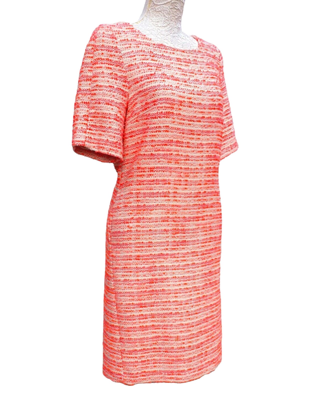 John Lewis Orange Tweed 60's Mini Dress Textured Summer Women's UK Size 12