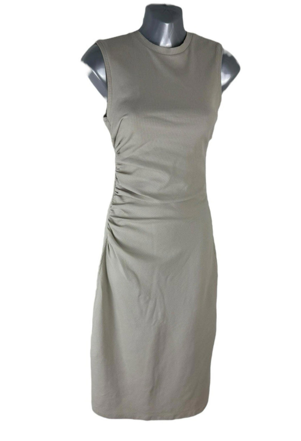Zara Beige Maxi Dress Ribbed High Neck Stretch Women’s UK Size XS