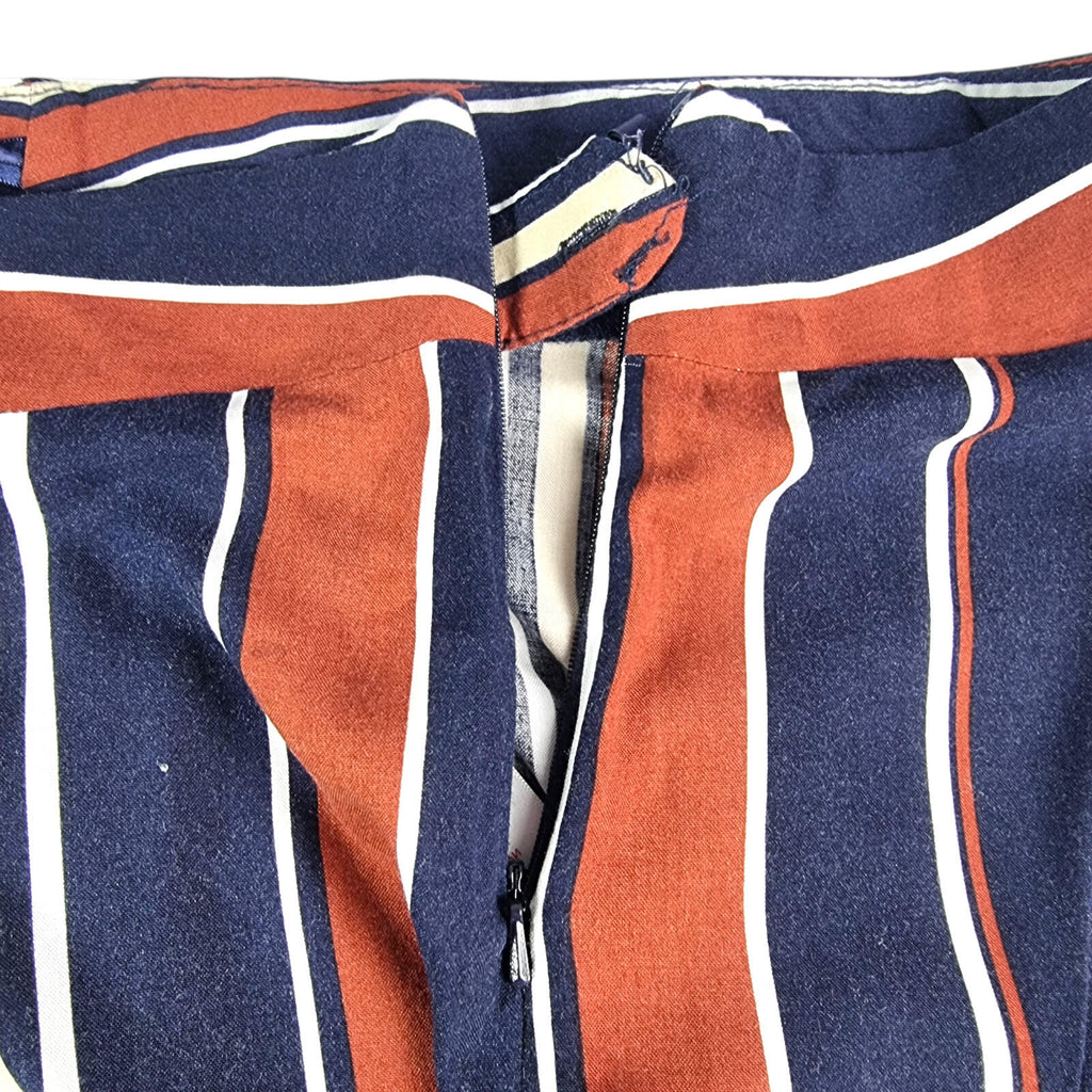 Red Herring Wide Leg Capri Trousers Women's UK Size 12 Striped High Waisted
