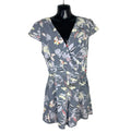 Oasis Grey Floral Playsuit Belted Pockets Women’s UK Size 12