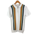 Next Knit Polo Shirt Men's UK Size S Striped Short Sleeve 100% Cotton 1/4 Zip