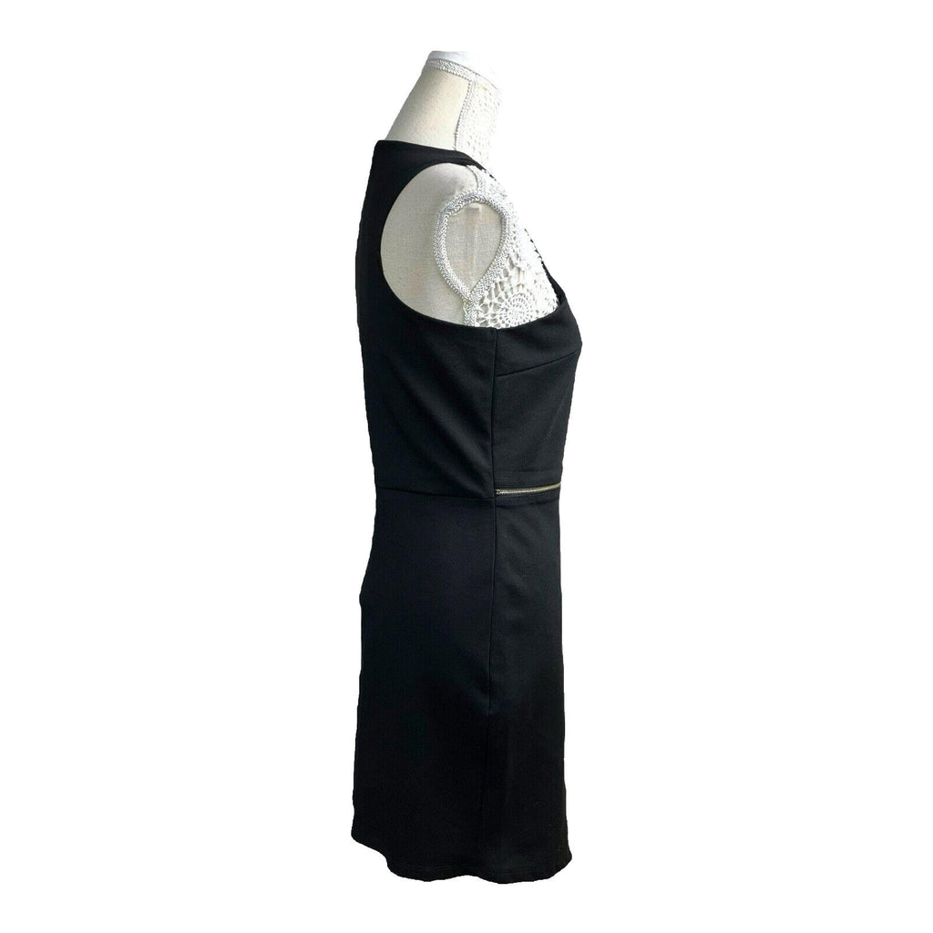 Missguided Black Mini Dress Bodycon Gold Zip Detail Women’s UK Size 12