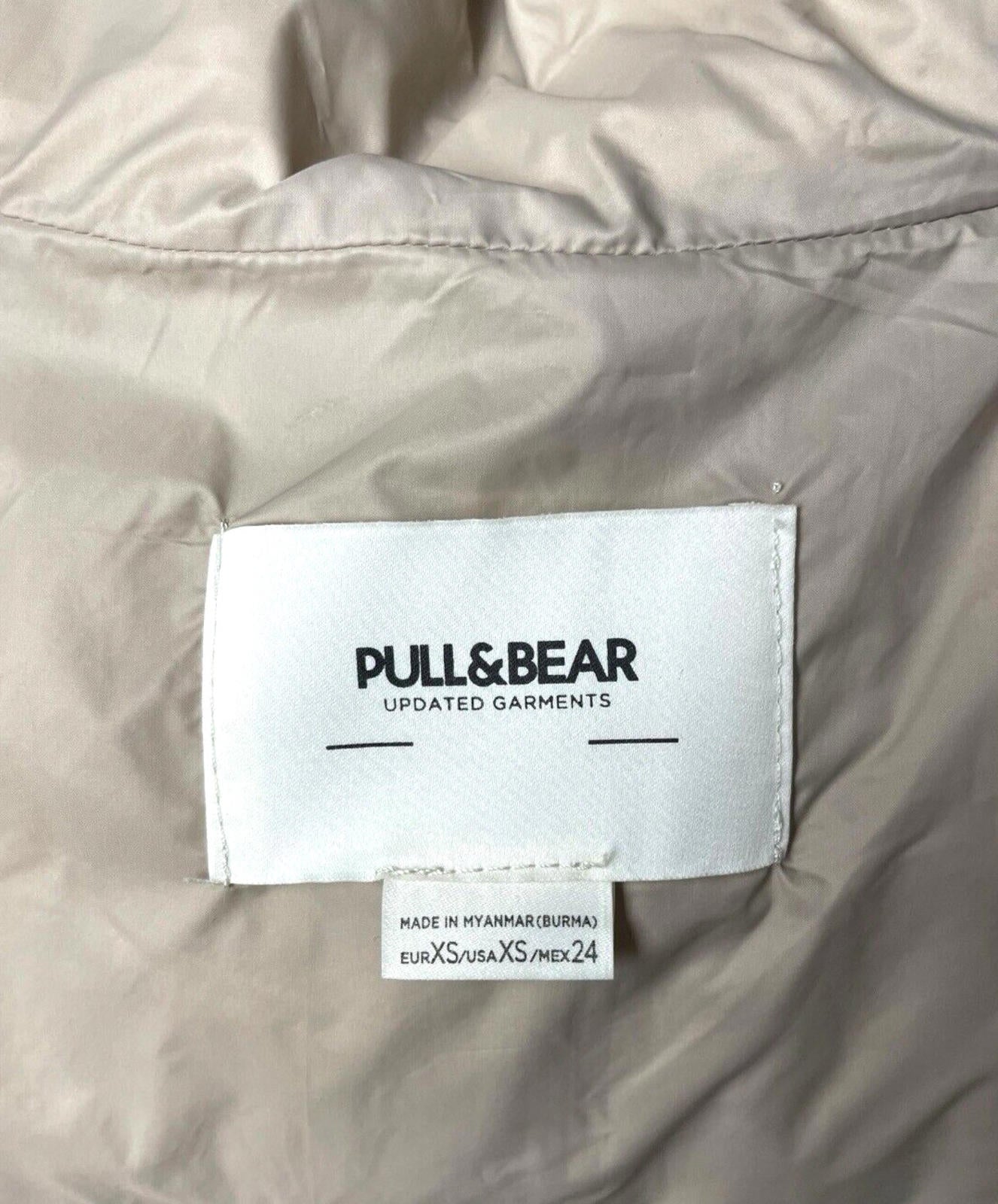 Pull & Bear Light Brown Padded Gilet Cropped Sleeveless Women’s UK Size XS