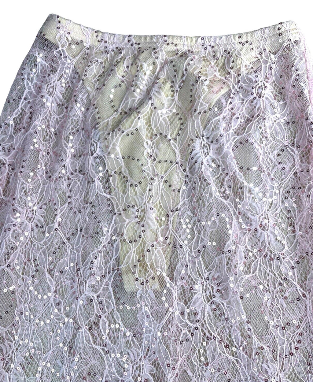 Pale Pink Sheer Lace Fit & Flare Maxi Skirt High Waist Women’s UK Size S