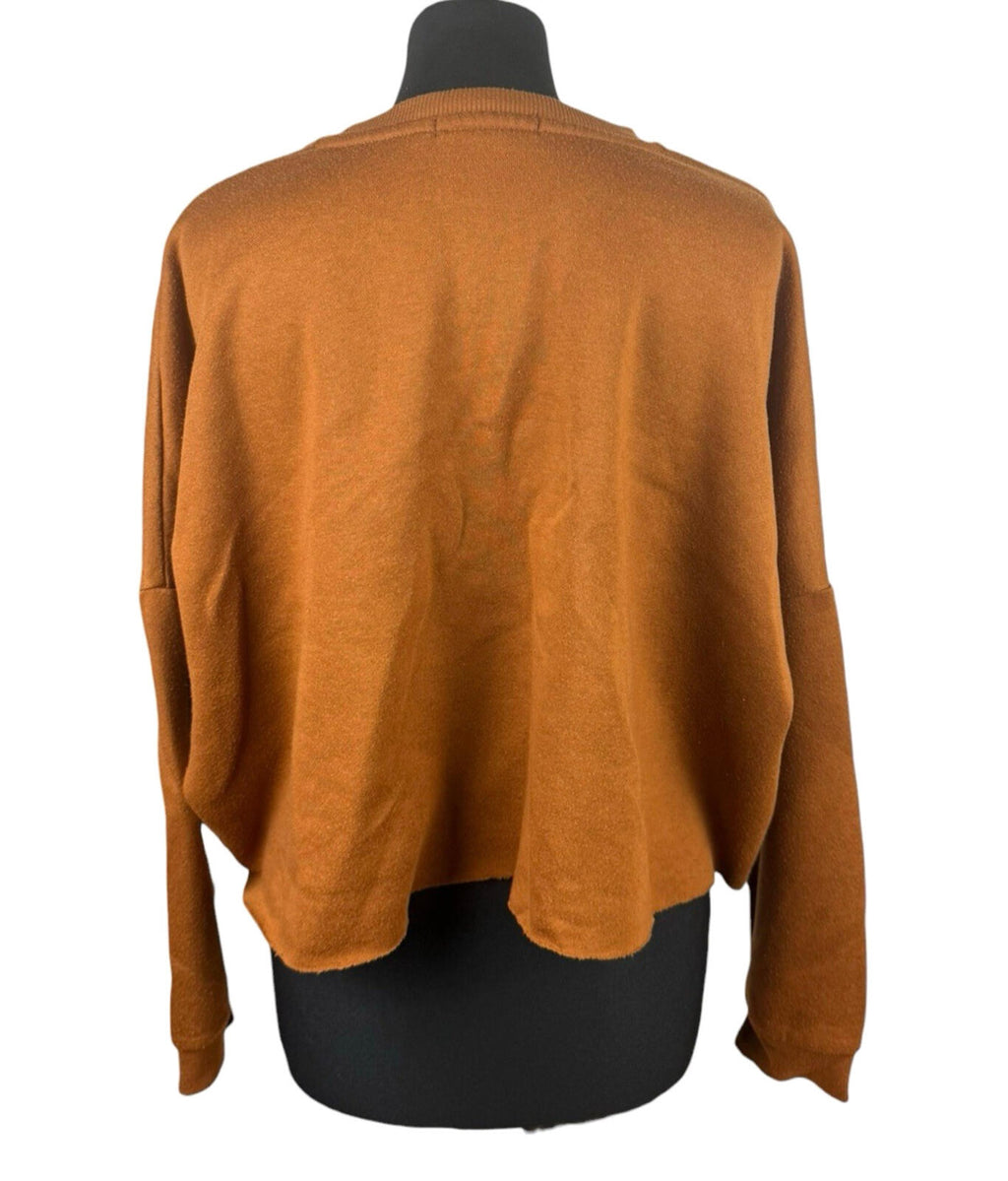 Primark Cropped Sweater Jumper Women's UK Size 14-16 Choose Kindness Logo Brown
