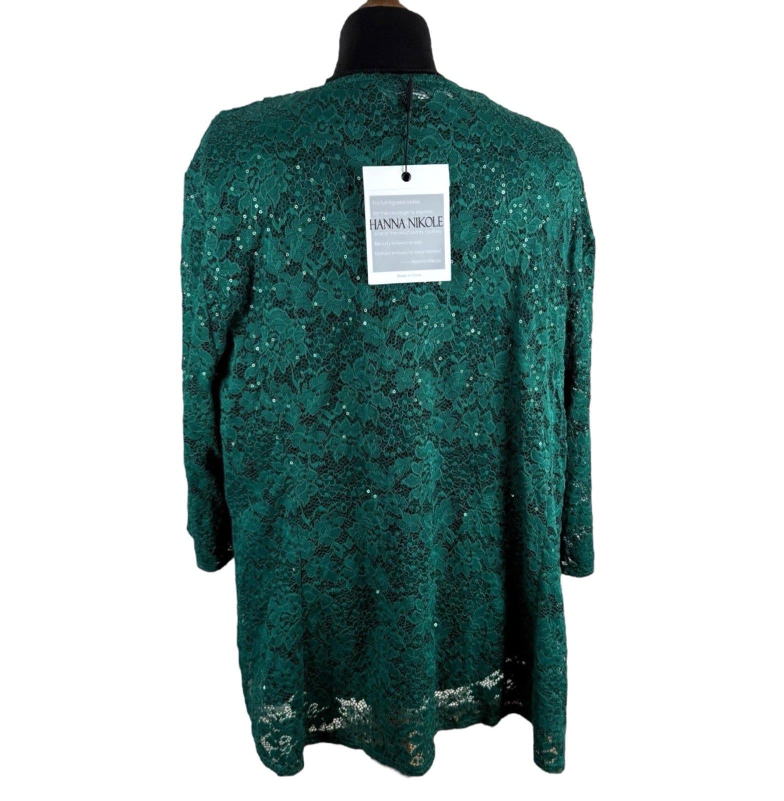 Hanna Nikole Green 2 Piece Blouse Jacket Set Lace Sequin Women’s UK Size 22