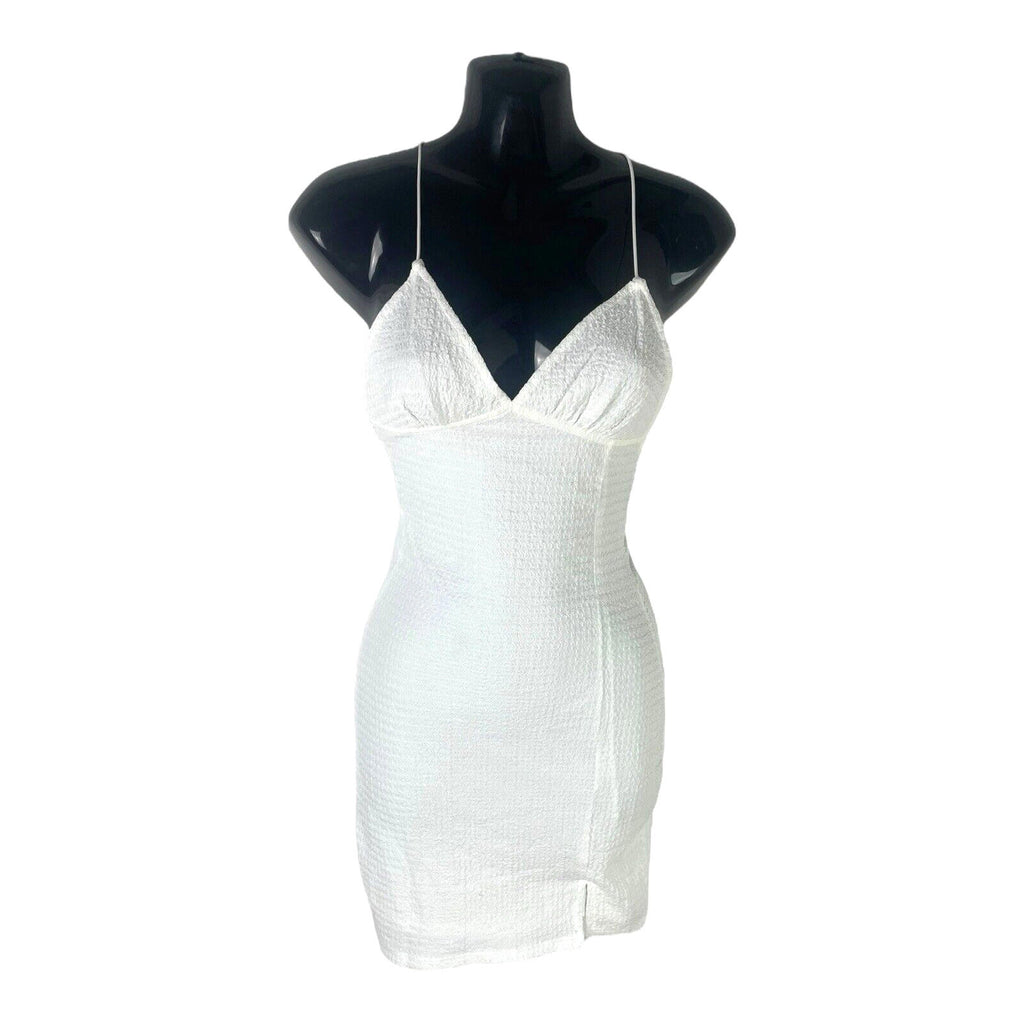 Divided White Textured Bodycon Dress Mini Backless Women’s UK Size XS