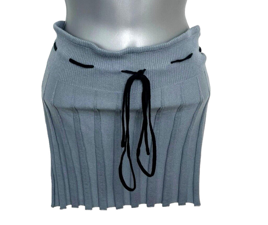 Pretty Little Thing Mini Skirt Women's UK Size S Grey Ribbed Pleated High Waist