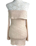 Mini Dress Pale Pink Knit Off Shoulder Bodycon Women’s UK Size 8