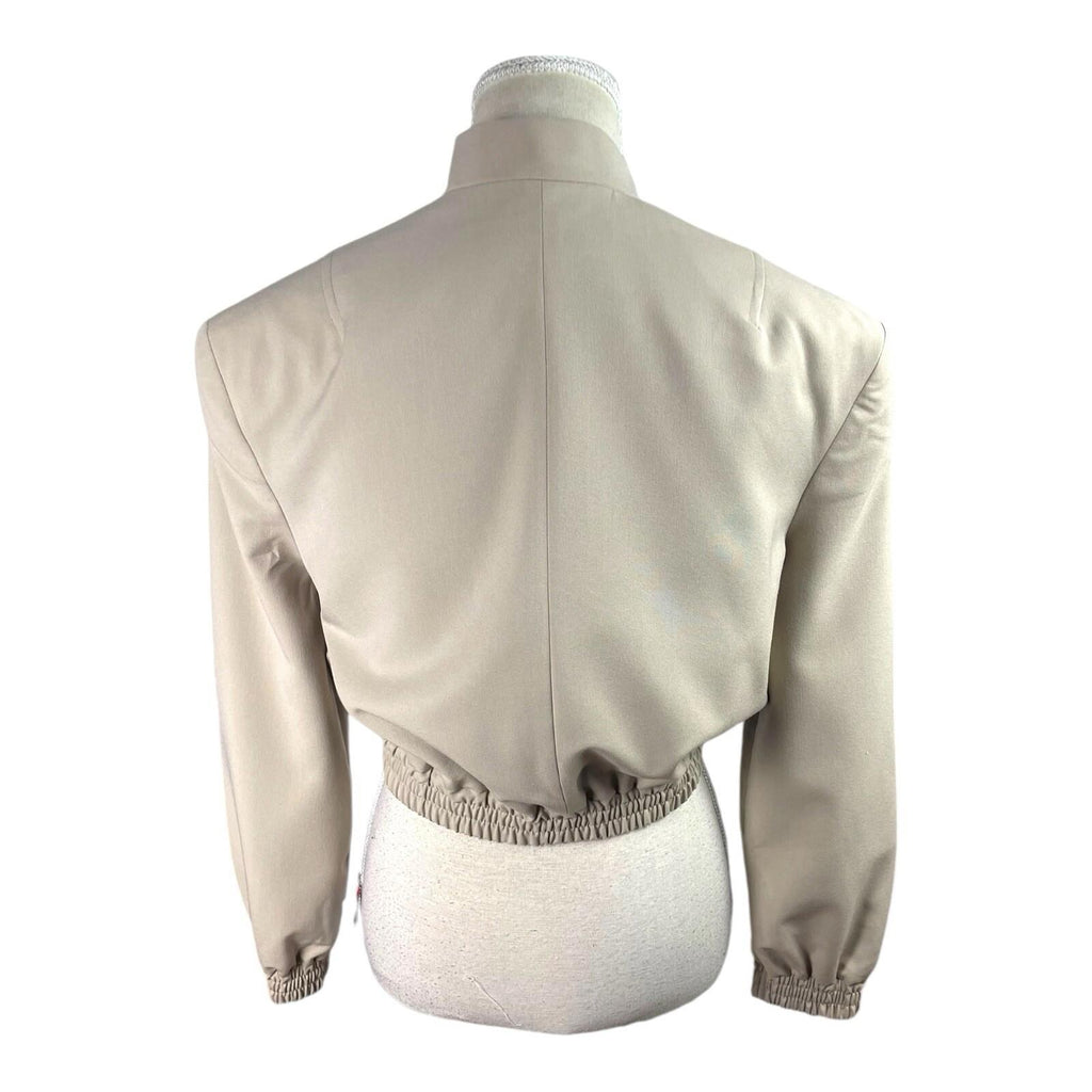 ASOS Beige Cropped Trench Coat Shoulder Pads High Neck Women’s UK Size 8