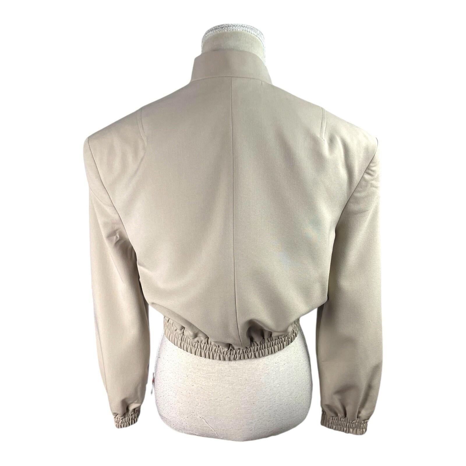 ASOS Beige Cropped Trench Coat Shoulder Pads High Neck Women’s UK Size 8