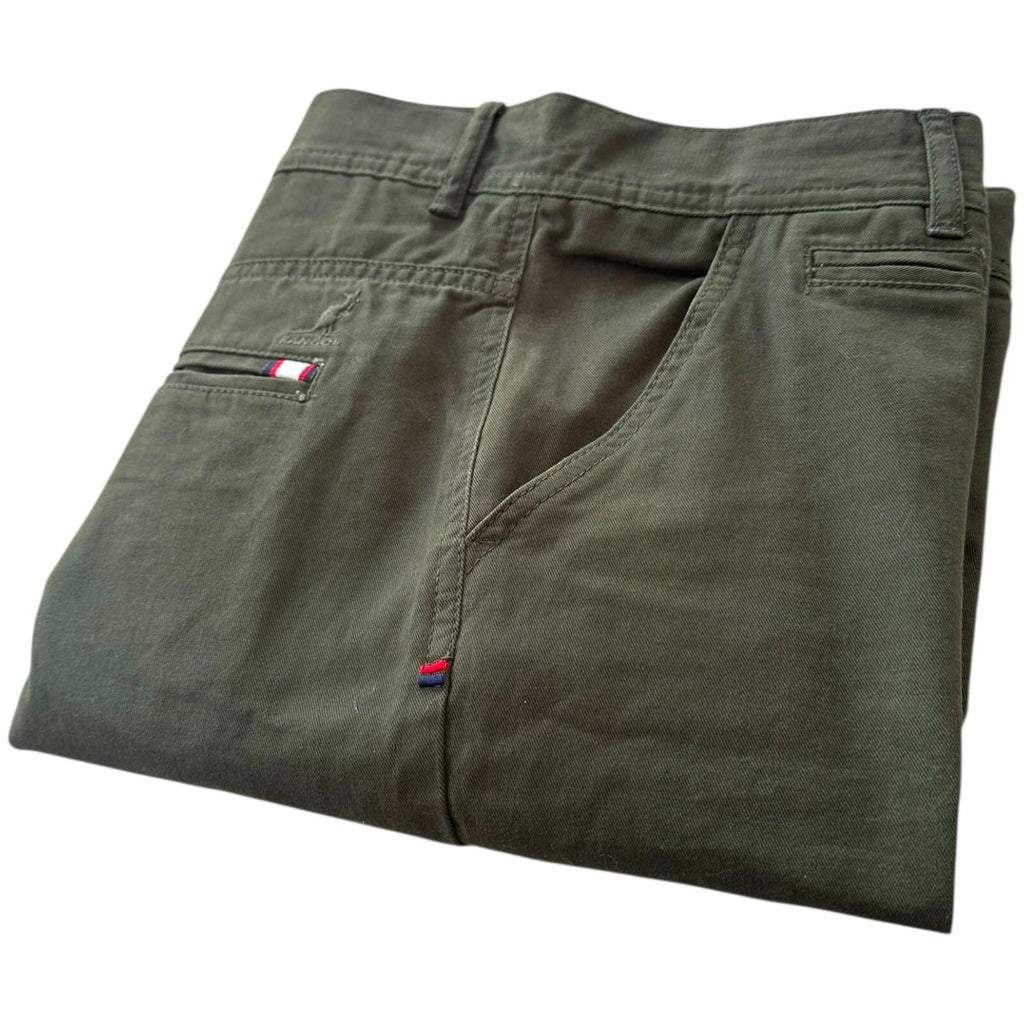 Kangol Shorts Men's UK Size XL Khaki Green Embroidered Button Up Heavy Duty