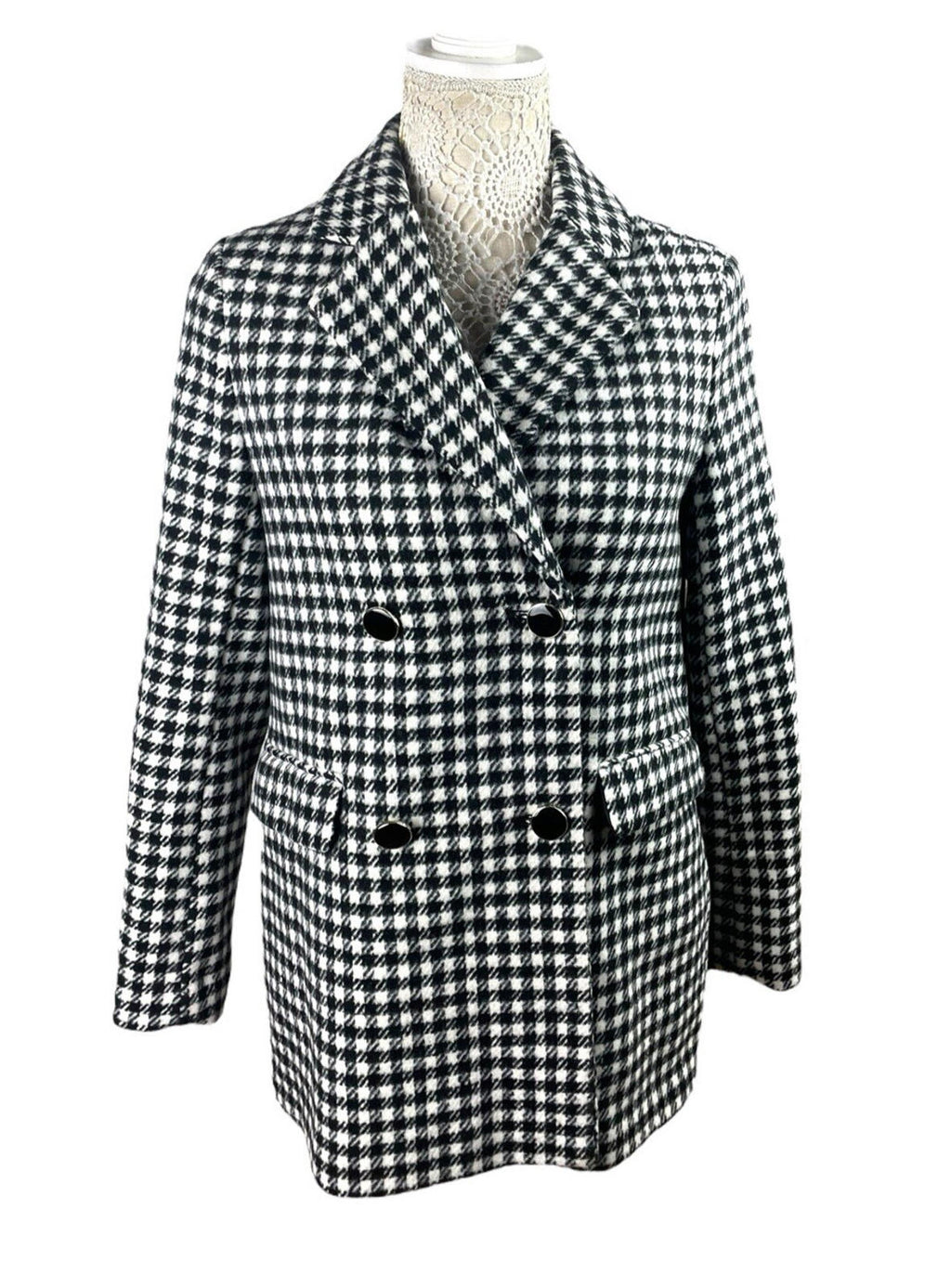 New Look Coat Jacket Black & White Gingham Petite Women’s UK Size 8