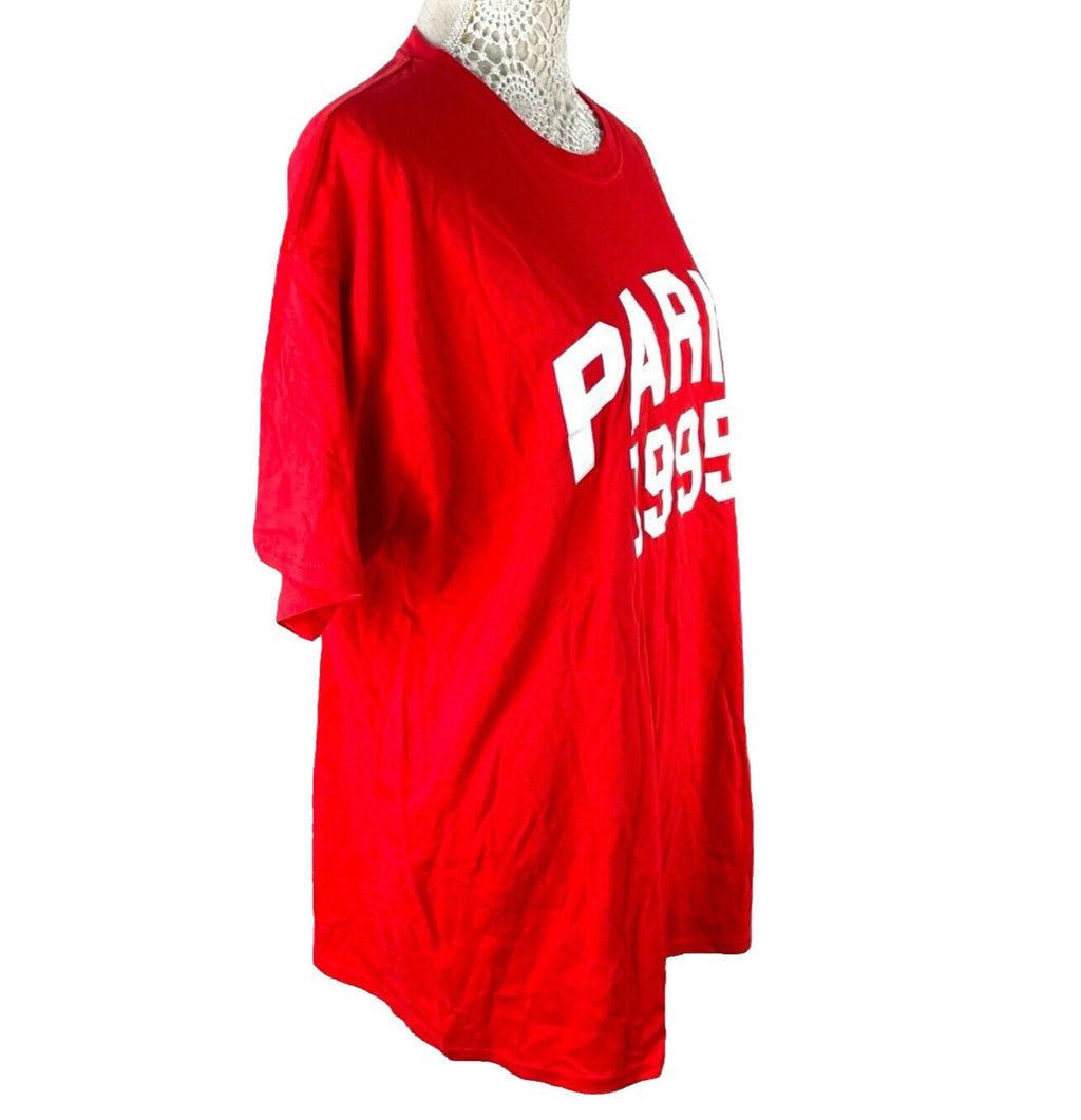 Pretty Little Thing T-Shirt Dress Red Paris Print Women’s UK Size M