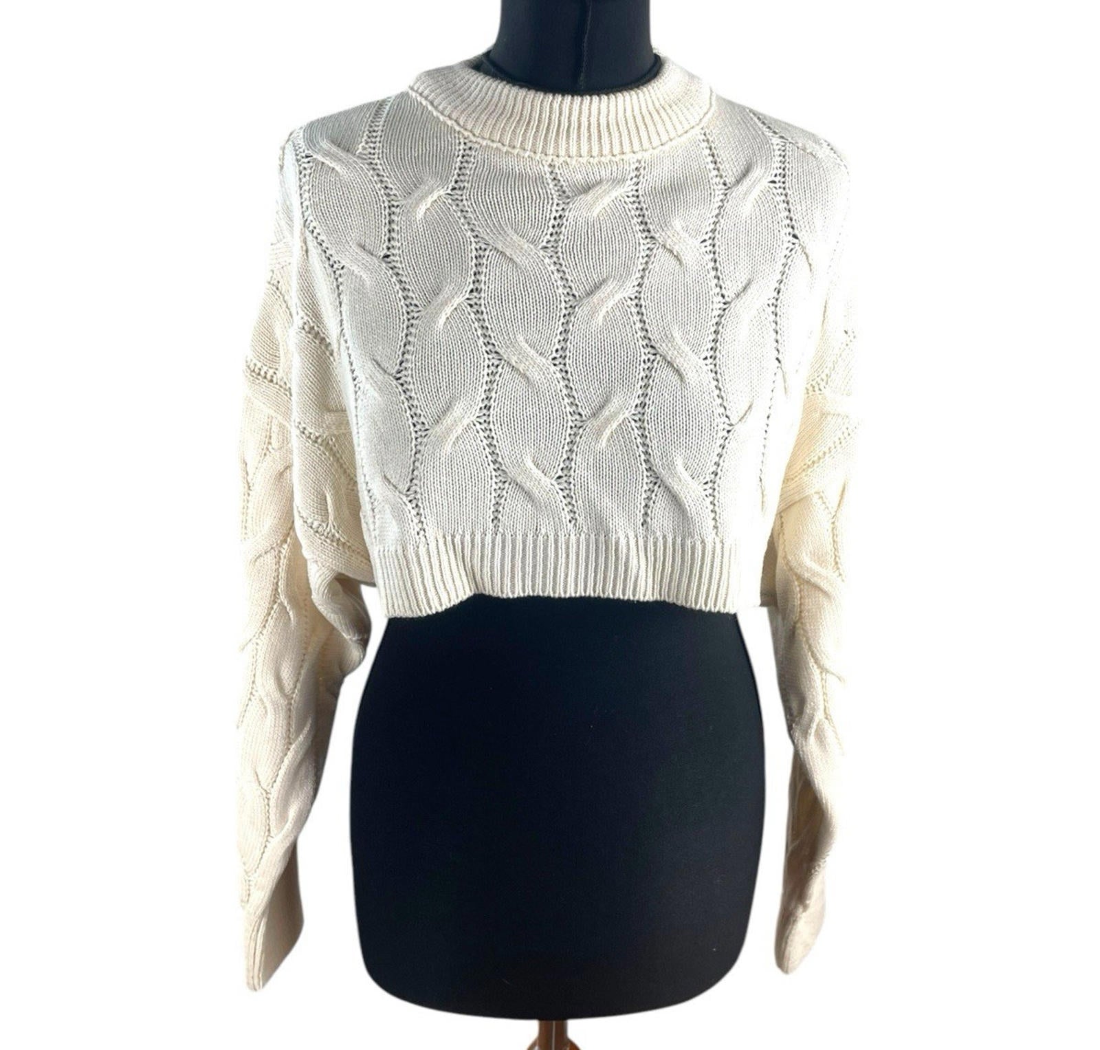 Stradivarius Cream Cropped Jumper Aaron Knit Women’s UK Size XS