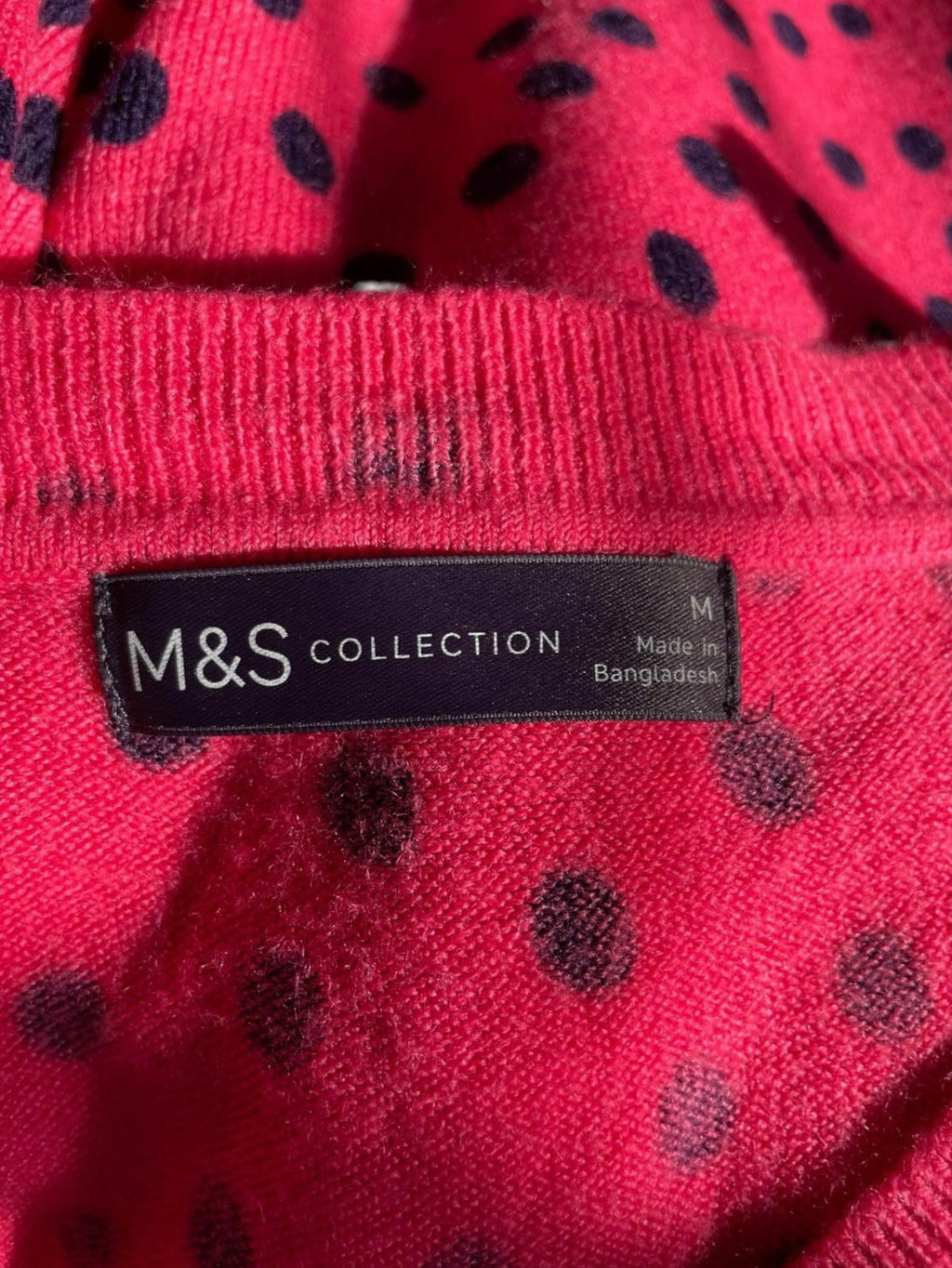 M&S Collection Pink Jumper Polka Dot Soft Touch Women’s UK Size M