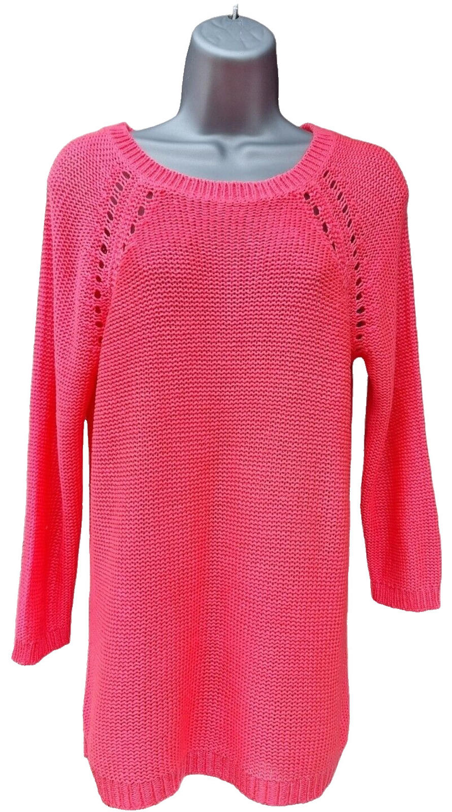 F&F Pink Knit Jumper Dress Crew Neck Women's UK Size 10