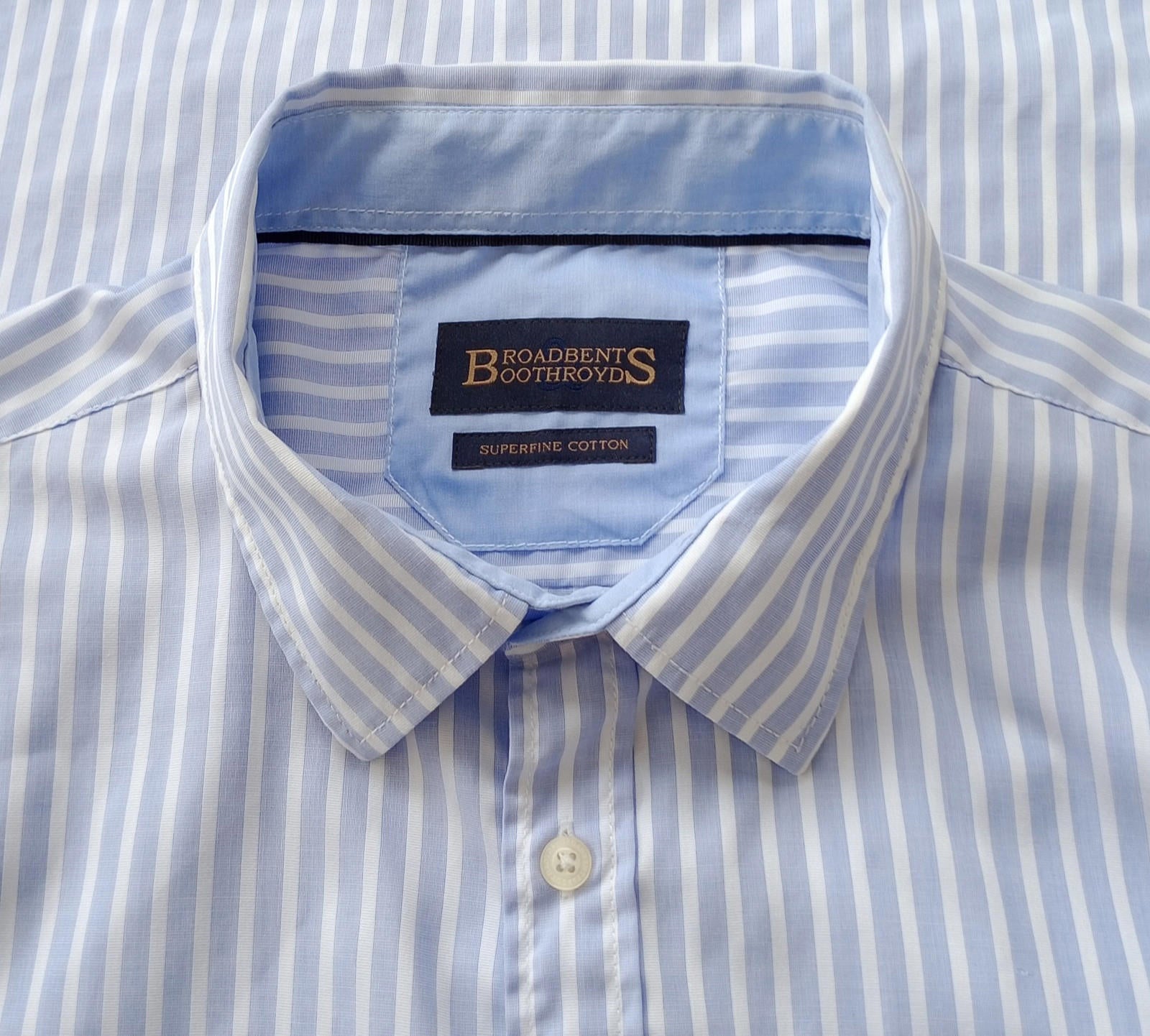 Broadbents & Boothroyds Shirt Men's UK Size 2XL Blue Stripe 100% Cotton Pocket