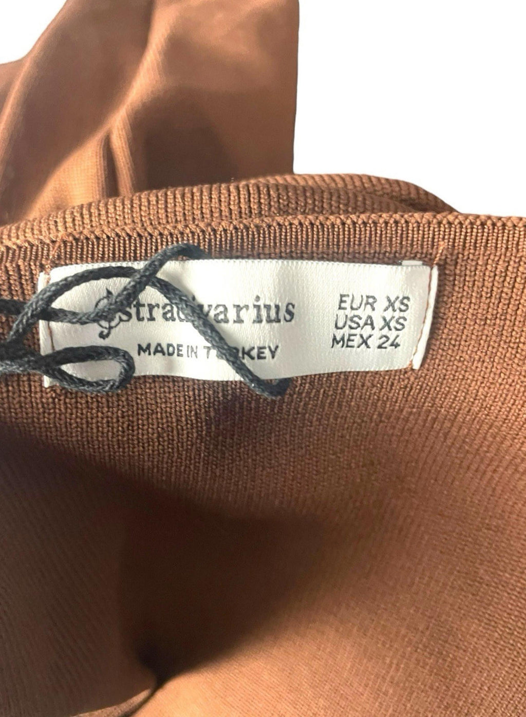 Stradivarius Brown Long Sleeve Crop Top V Neck Women’s UK Size XS