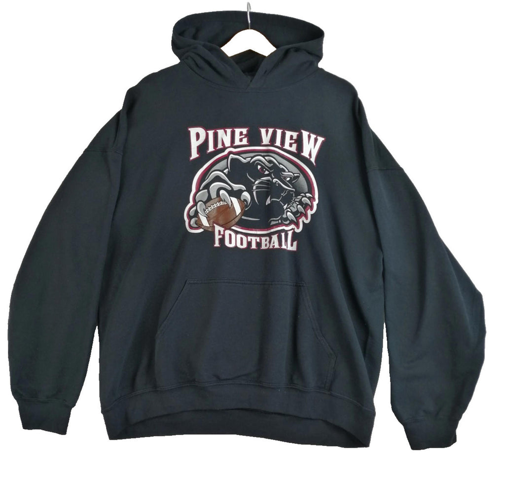 Pine View Football USA Hoodie Men's Size XL Black Jersey Hooded Pockets Sports