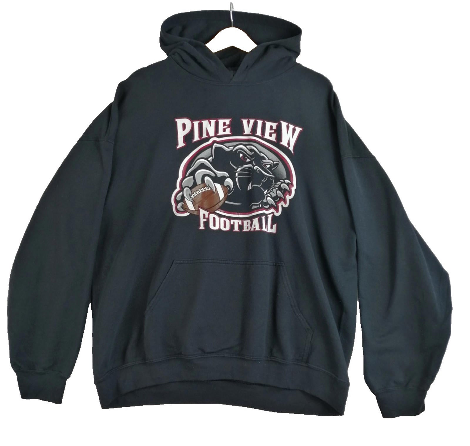 Pine View Football USA Hoodie Men's Size XL Black Jersey Hooded Pockets Sports