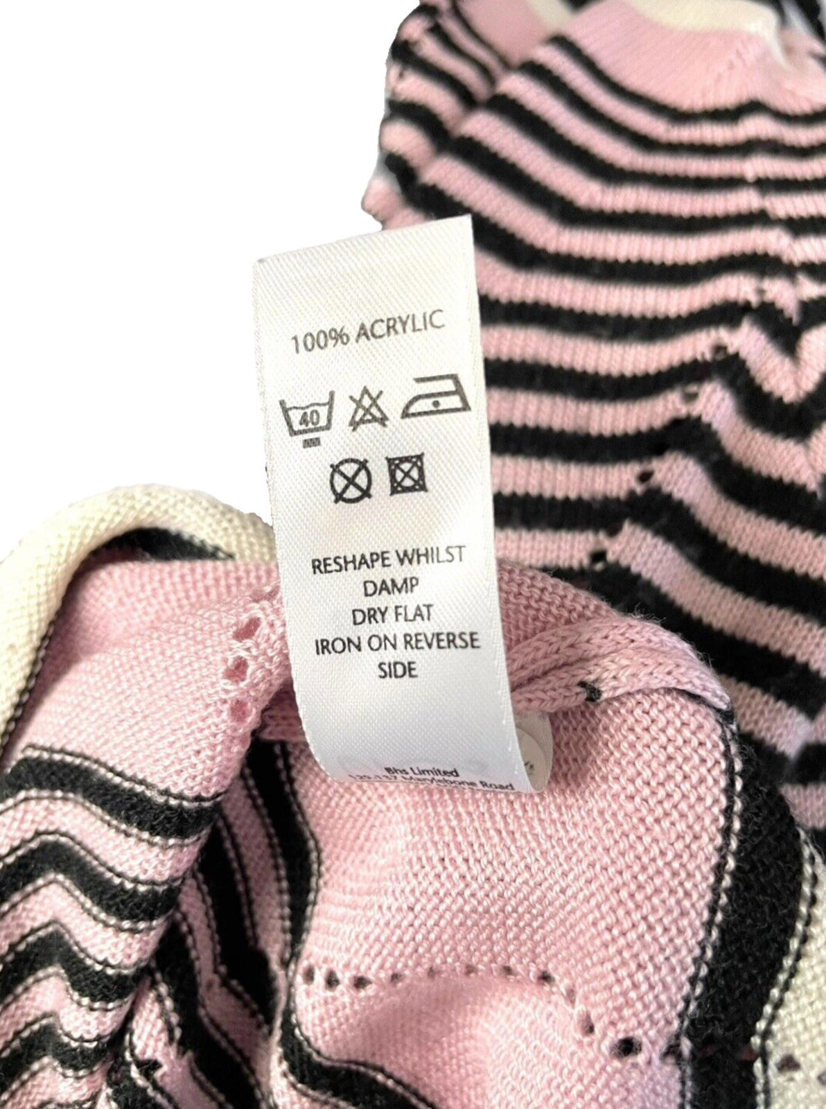 BHS Knit T-Shirt Blouse Top Women’s UK Size 14 Chevron Pattern Scoop Neck Trim
