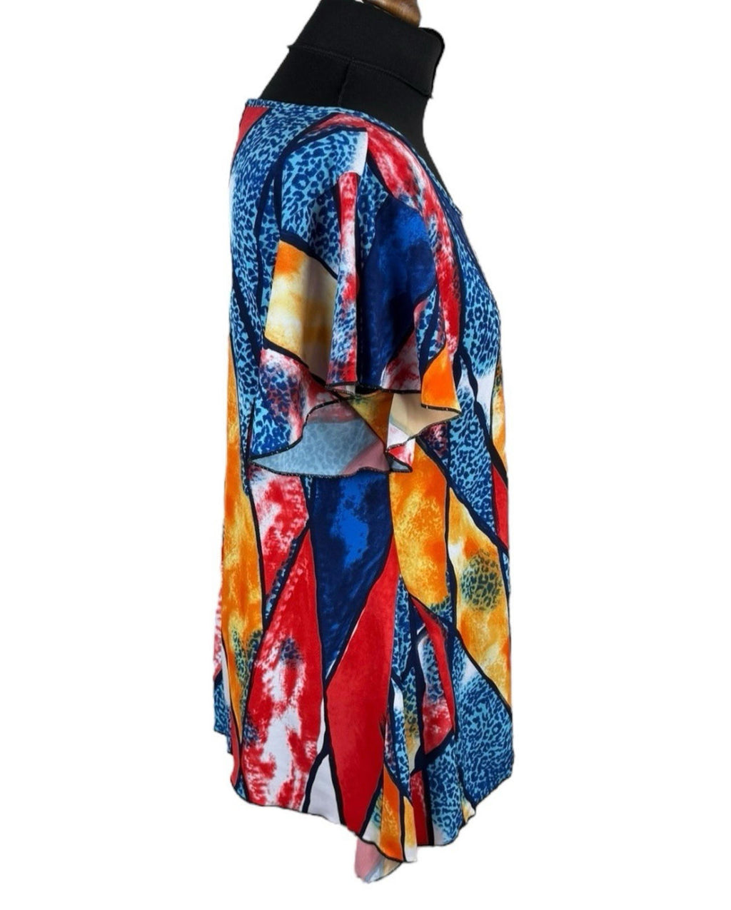 Kate Lilly Multicolour T-shirt Blouse Long Sides Short Sleeve Women’s UK Size 20