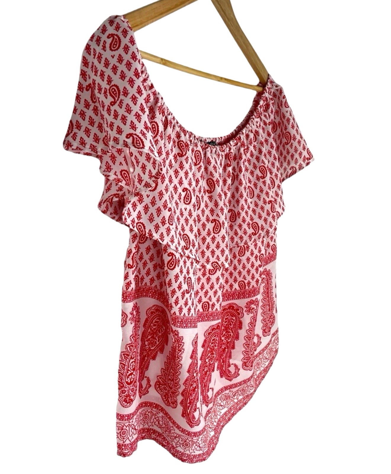 Atmosphere Blouse Off Shoulder Top Women’s UK Size 14 Paisley Print White Red