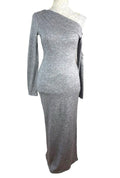 Figa Grey Knit Soft Touch One Shoulder Maxi Dress Women’s UK Size 8