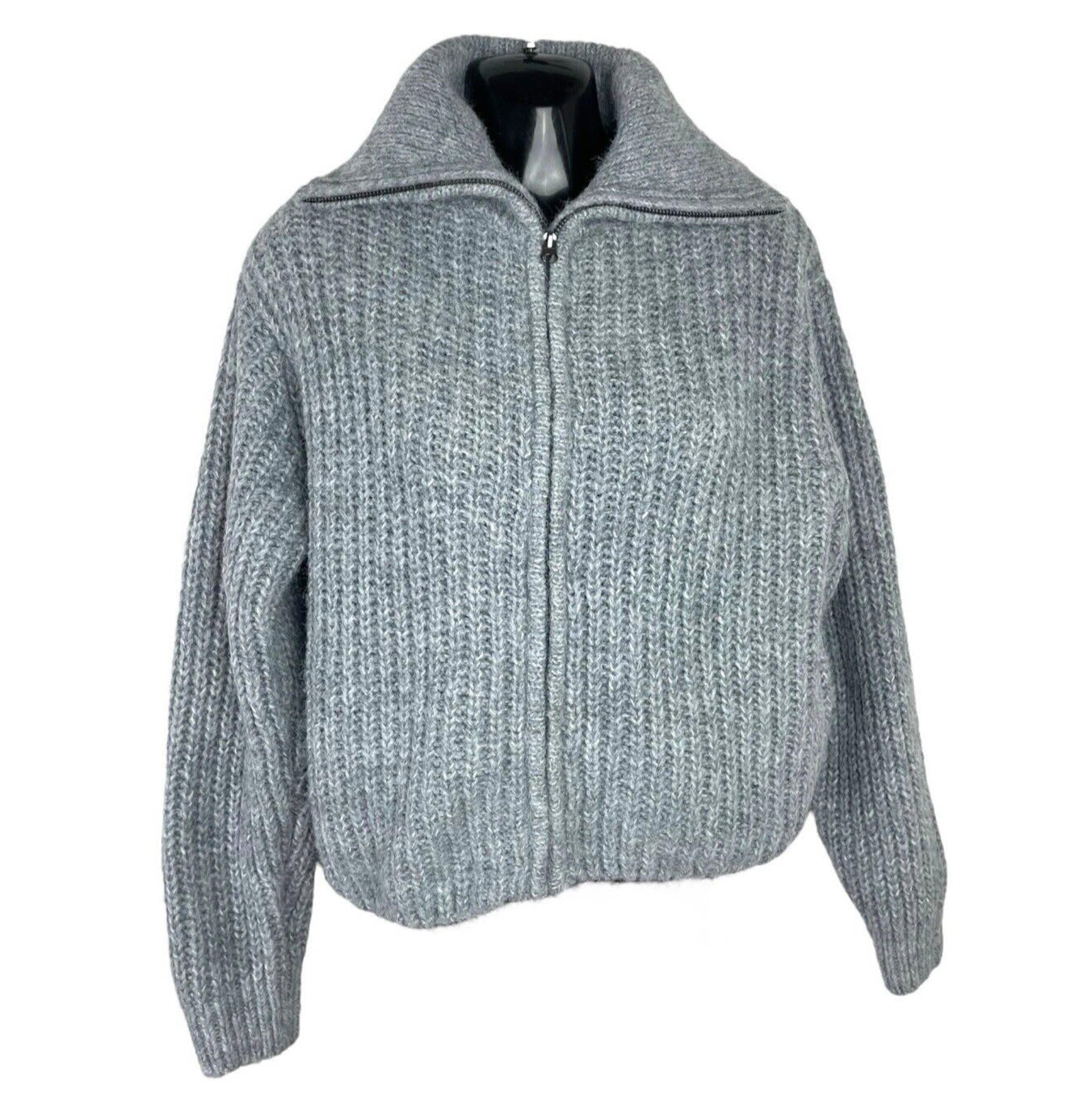 Divided Grey Marl Rib Knit Oversized Cardigan Collared Women’s UK Size XXS