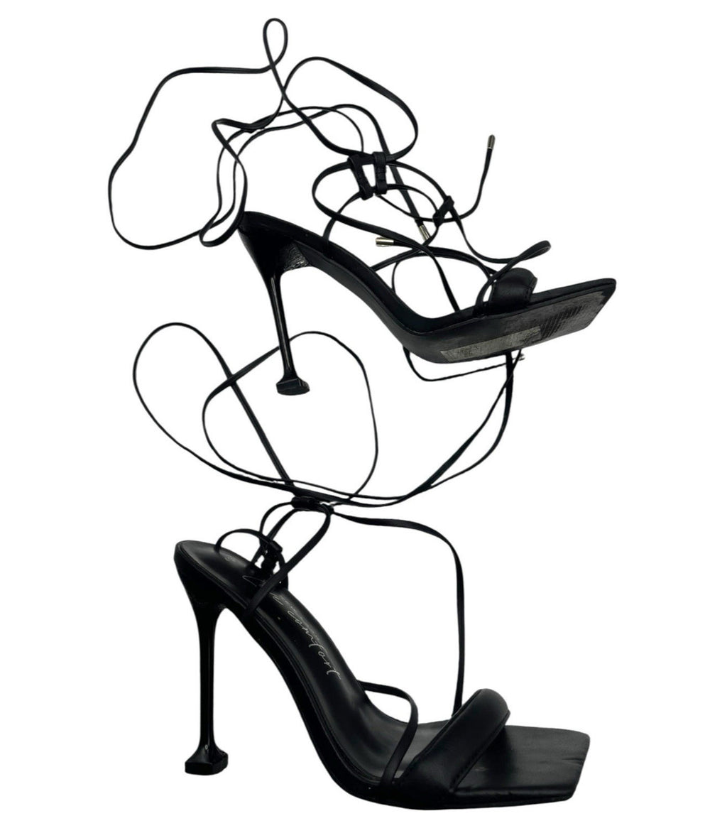 New Look Comfort Open Toe Stiletto Shoes Black Strap Up Women’s UK Size 4