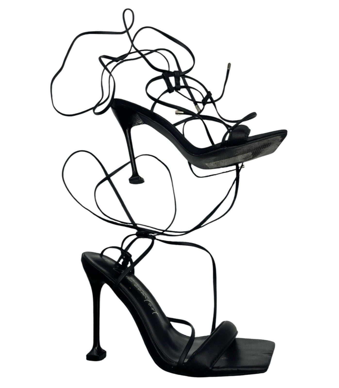 New Look Comfort Open Toe Stiletto Shoes Black Strap Up Women’s UK Size 4