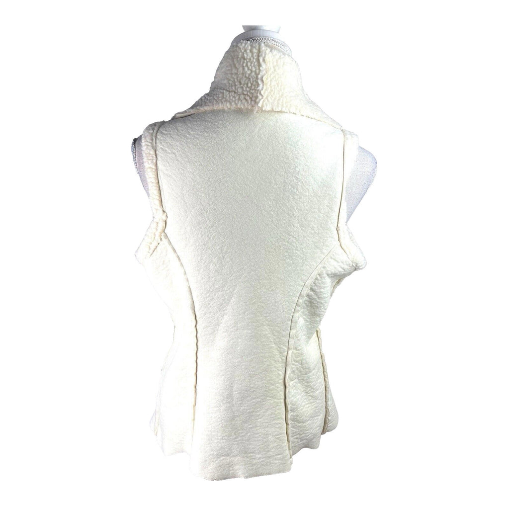 Italian Cream Gilet Faux Leather Sherpa Lining Women’s UK Size L (12)