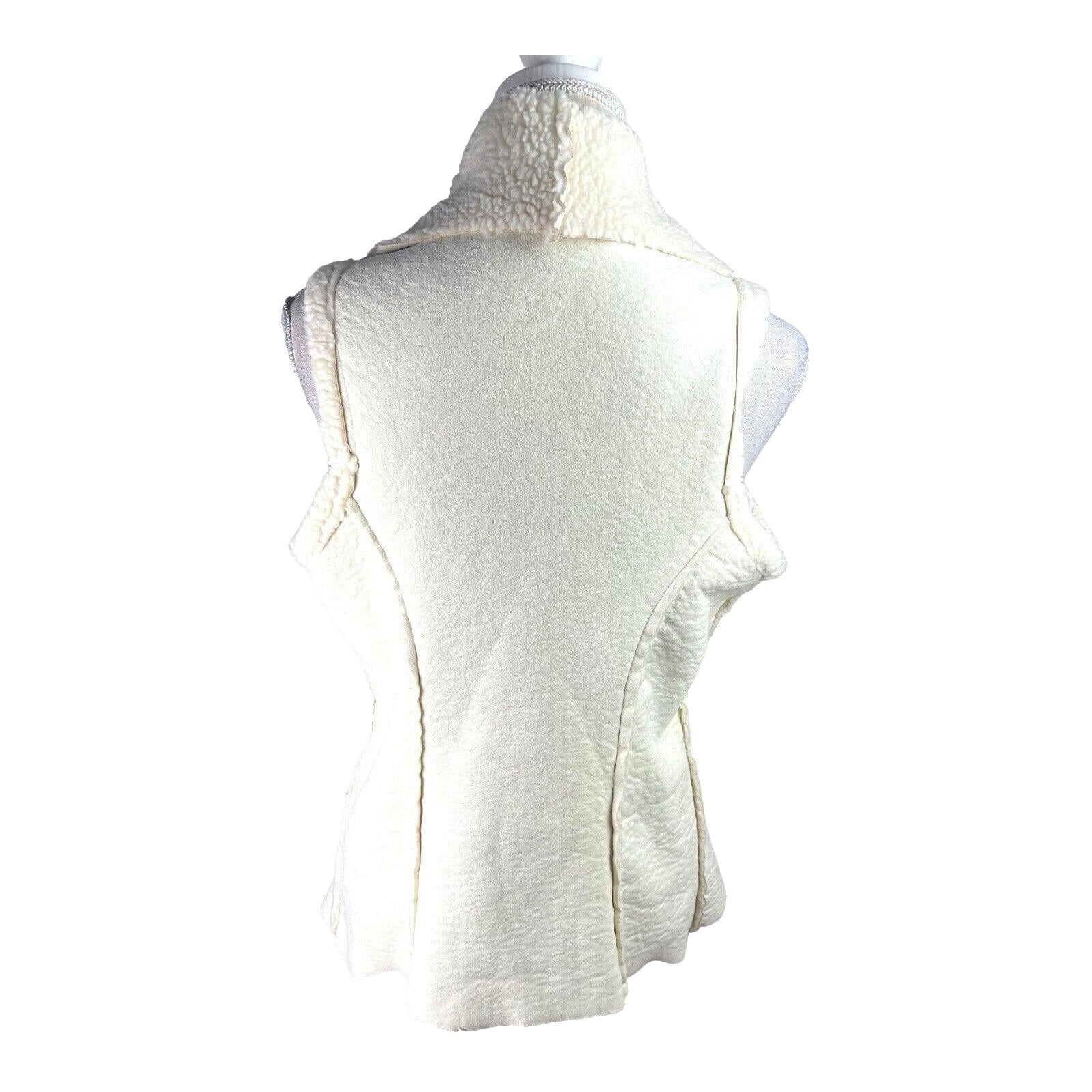 Italian Cream Gilet Faux Leather Sherpa Lining Women’s UK Size L (12)